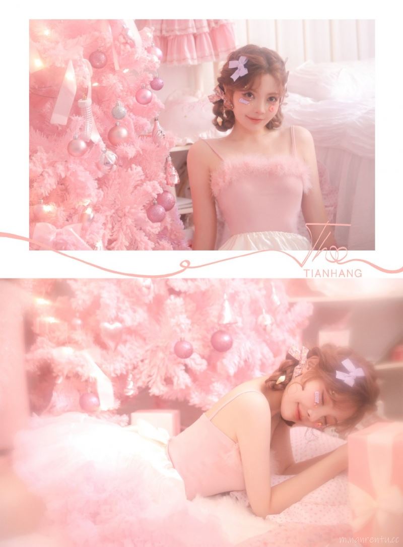 梦幻粉色公主风的吊带短裙美女唯美写真图片第1张