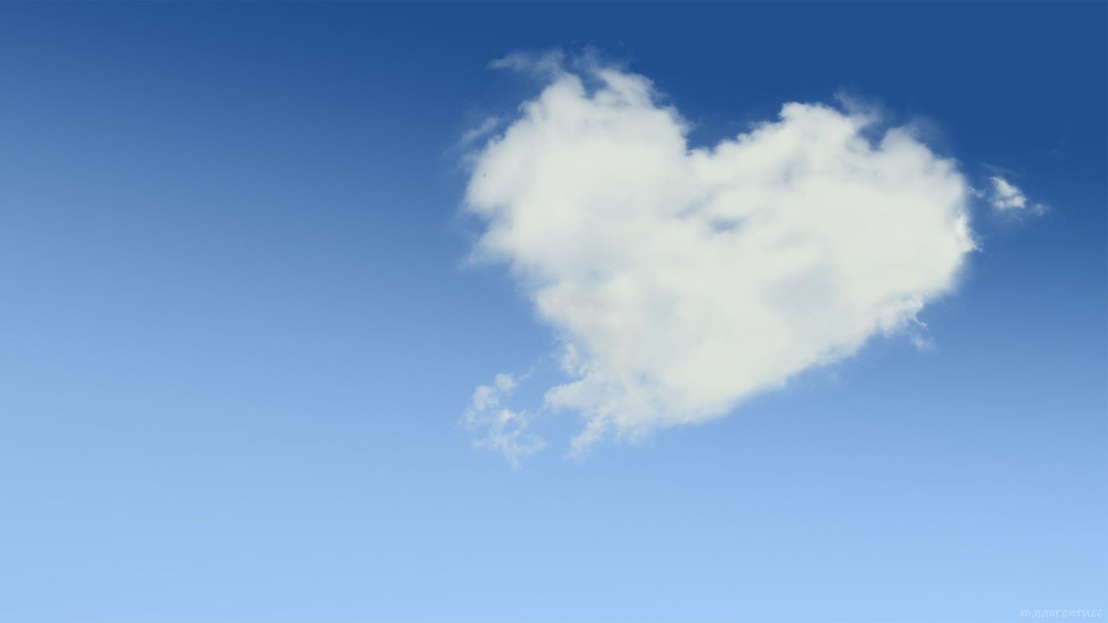 爱心云朵风景电脑桌面壁纸图片|蓝色天空上一朵心形云朵第1张